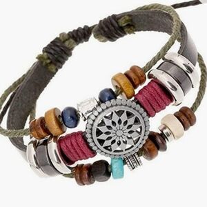 Bohemia Beaded Bracelet, Multilayer Hand Woven Wristbands, Hemp Cords Wrap Brace